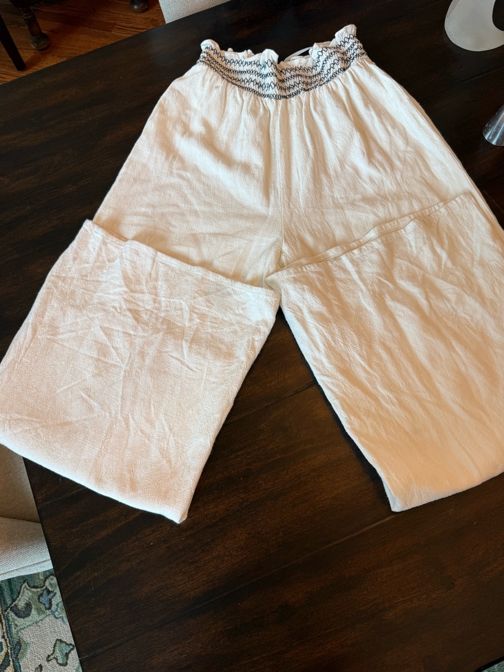 Lulus Linen Blend Pull On Pants Wide Leg White size L